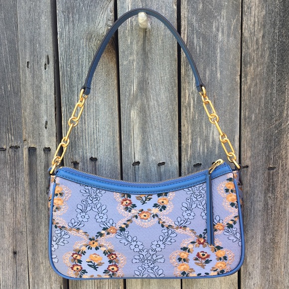 New Tory Burch Brocade Studio Shoulder Bag Sea Frost Blue - Picture 8 of 16
